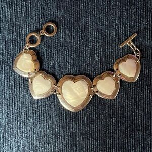 Vintage Mother Of Pearl/Abalone Heart Bracelet